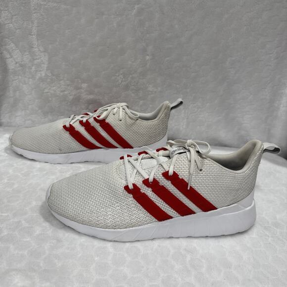 Adidas Questar Shoes Mens 10.5 Cloudfoam White/Red Mesh Sneakers Running FV9067 - Picture 2 of 16